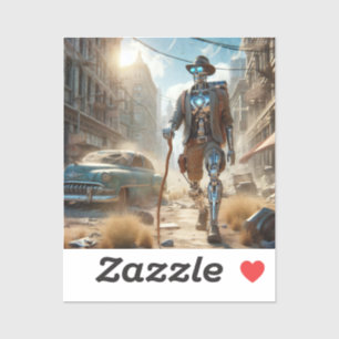 Robot in Ghost Town Sticker