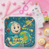  robot in ruimtewetenschap nieuwsgierigheid papieren bordje (Feest)