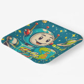  robot in ruimtewetenschap nieuwsgierigheid papieren bordje (Gebogen)