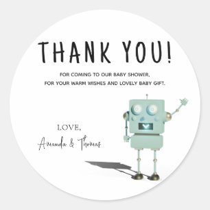 Robot jongen Baby Shower - dank je Ronde Sticker