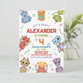 Robot Kids Birthday Invitation (Debout devant)