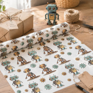 Robot Kinderen Cadeaupapier Retro Speelgoed Patroo