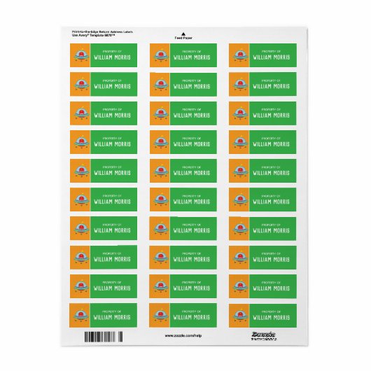 Robot Kinderen School Naam Labels | Bewerkbare kle (Full Sheet)