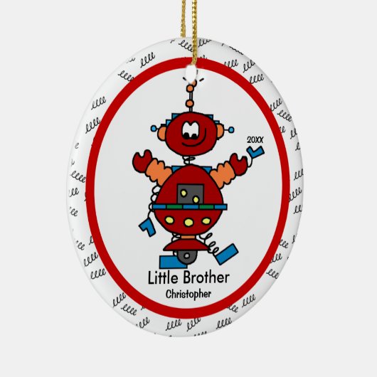 Robot kleine broeder kerstversiering keramisch ornament (Rechts)