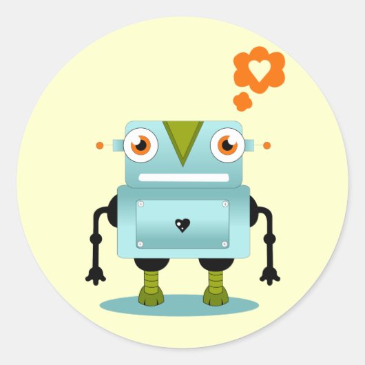 Robot Love Ronde Sticker (Voorkant)