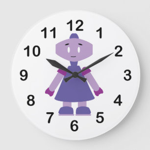 Robot meisje cartoon grote klok