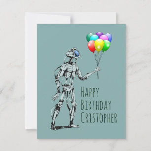 Robot met ballonnen verjaardagskaart kaart