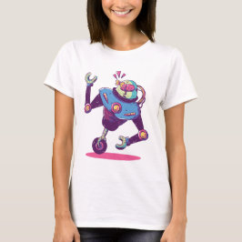 Robot met een enkel wiel t-shirt