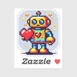 Robot met een hart - Schattige Pixel Art Sci-Fi-on Sticker