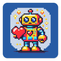 Robot met een hart - Schattige Pixel Art Sci-Fi-on