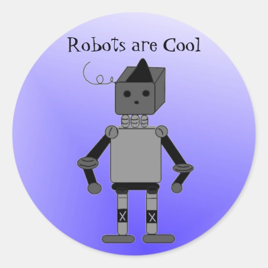 Robot met Gezegde Ronde Sticker (Voorkant)