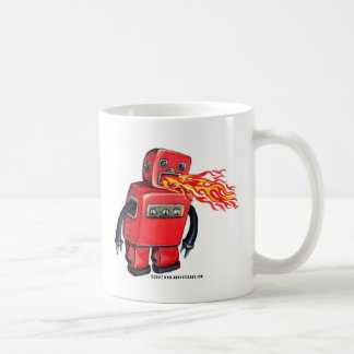 Robot met rode vuursteentje koffiemok