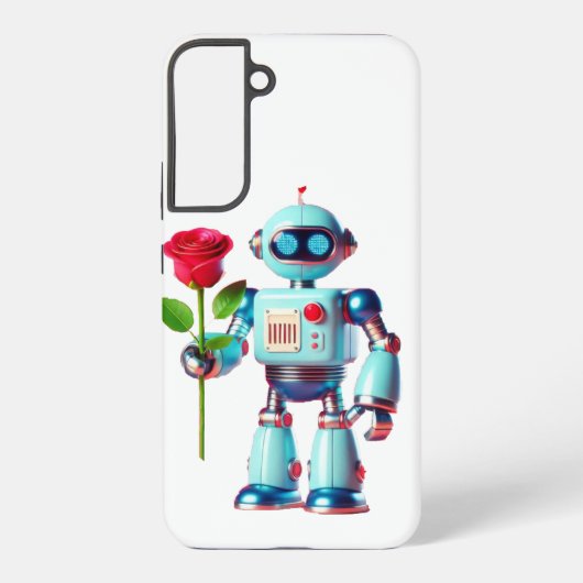 Robot met Roos Samsung Galaxy Hoesje (Achterkant)