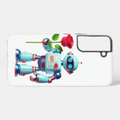Robot met Roos Samsung Galaxy Hoesje (Achterkant horizontaal)