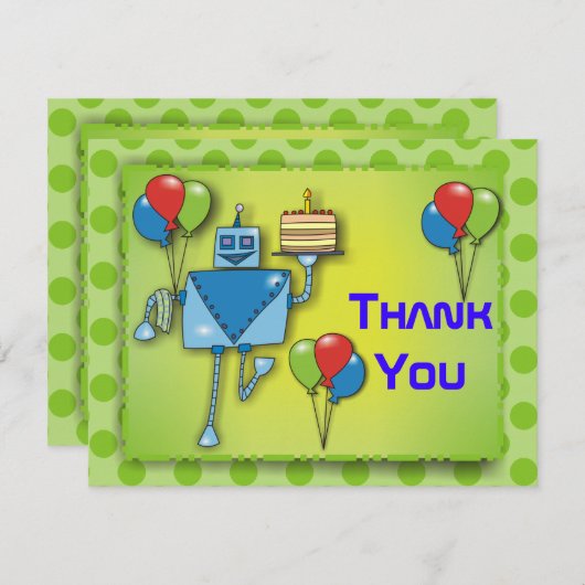 Robot mignon de Merci avec les cartes vertes de (Devant / Derrière)