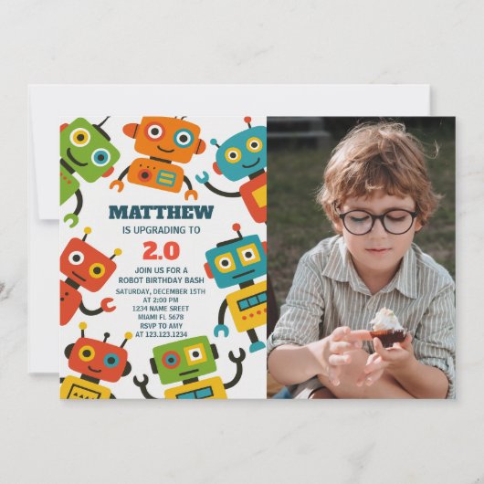 Robot modifiable Invitation d'anniversaire avec ph (Devant)