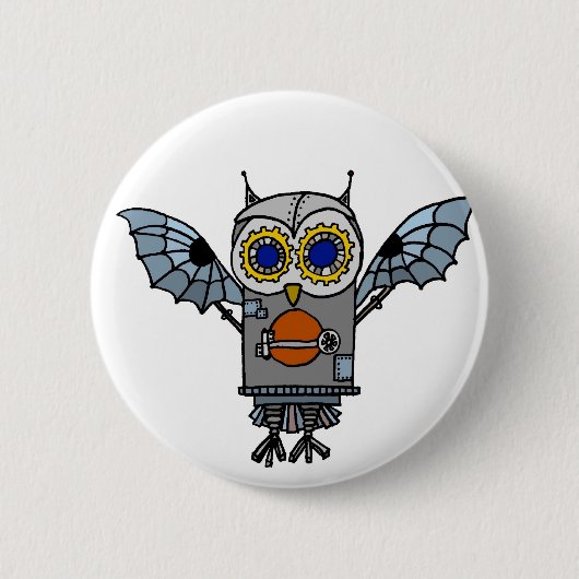 Robot Owl Ronde Button 5,7 Cm (Voorkant)