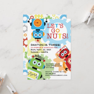 Robot Party thème Anniversaire Invitation