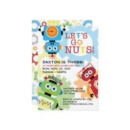 Robot Party Theme Birthday Invitation Kaart