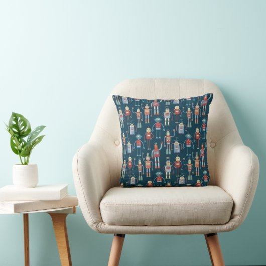 Robot Pattern Dark Kussen (Stoel)