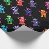 Robot Pattern Rainbow Crazy Birthday Cadeaupapier (Hoek)