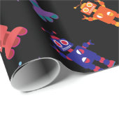 Robot Pattern Rainbow Crazy Birthday Cadeaupapier (Rol Hoek)