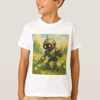 Robot plukt bloemen t-shirt