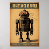robot poster - Resistentie is nutteloos (Voorkant)
