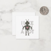 Robot Pun : Je t'aime une carte de note pour robot (Devant/Arrière en situation)