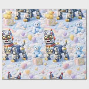 Robot puppy en roze Ted Cadeaupapier