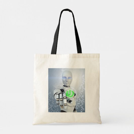 Robot Pushing Power Button Sci-Fi-Canvas tas (Achterkant)