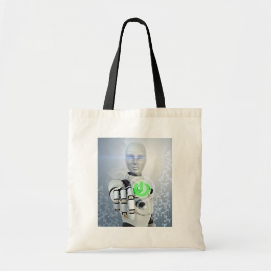 Robot Pushing Power Button Sci-Fi-Canvas tas (Voorkant)