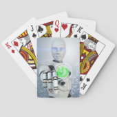 Robot Pushing Power Button Sci-Fi Speelkaarten (Achterkant)