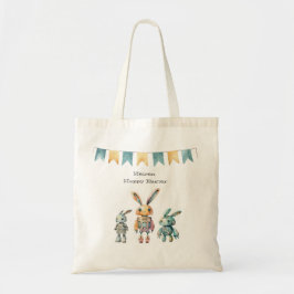 Robot Rabbits Easter Canvas tas