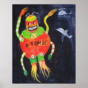 Robot Retro pop kunst Poster