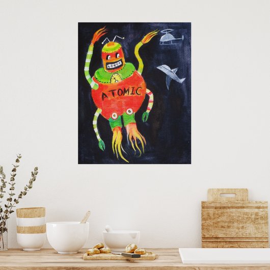 Robot Retro pop kunst Poster (Keuken)