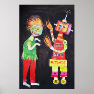 Robot Retro  pop kunst Poster