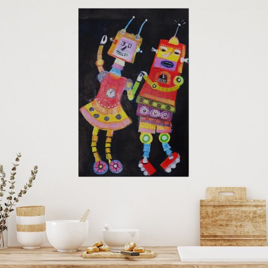 Robot Retro pop kunst Poster (Keuken)