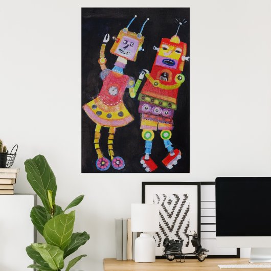 Robot Retro  pop kunst Poster (Thuiskantoor)