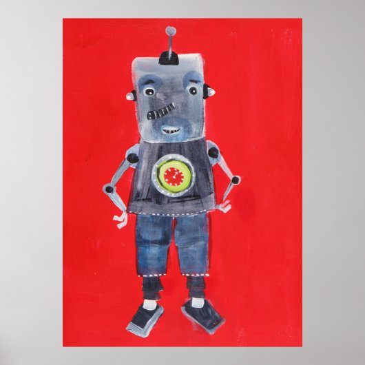 Robot Retro  pop kunst Poster (Voorkant)