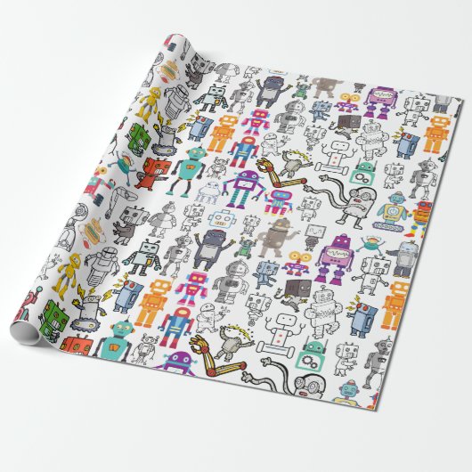 Robot Robotics World Wrapping Paper Cadeaupapier (Uitgerold)