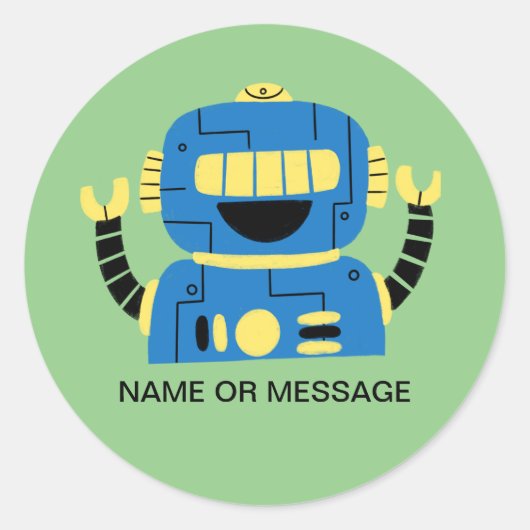 Robot Ronde Sticker (Voorkant)