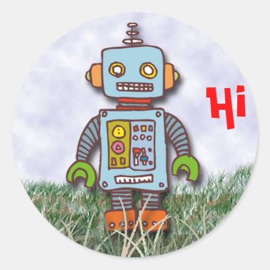 Robot Ronde Sticker (Voorkant)