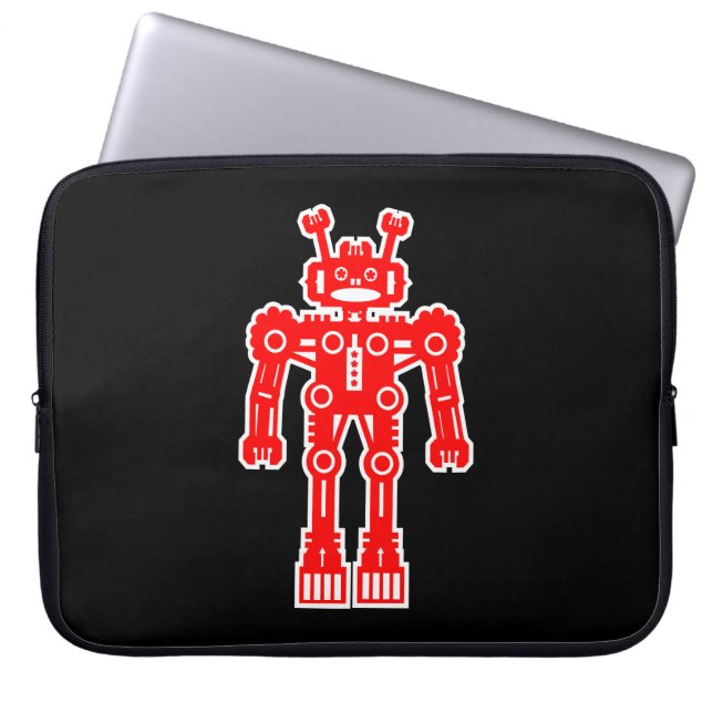 Robot - Rood Laptop Sleeve (Voorkant)