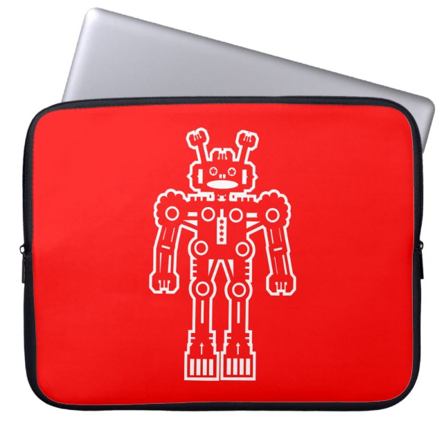 Robot - Rood Laptop Sleeve (Voorkant)