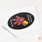 Robot rouge et ballons Livre Étiquette Nom Plaque (Enveloppe)