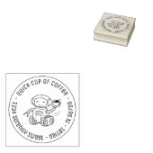 Robot Serving Coffee Business Round Address Rubberstempel (Gestempeld)