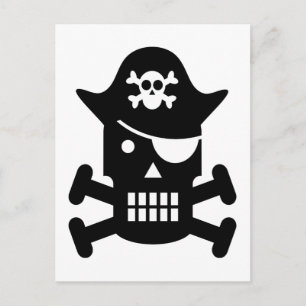 Robot Skull & Crossbones Pirate Silhouette Briefkaart