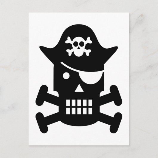 Robot Skull & Crossbones Pirate Silhouette Briefkaart (Voorkant)