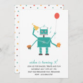 Robot Slaap Slaap Kind Birthday Party Uitnodiging (Voorkant / Achterkant)